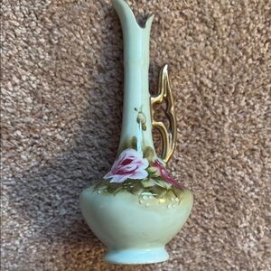 Lefton China 748 Antique Hand Painted Cream and Pink Floral Bud Accent Vase